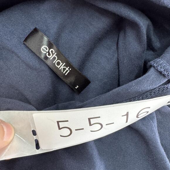 eShakti Dress Womens 2 Midi Short Sleeve Belted Spandex Tie Fit Flare Pockets - Picture 3 of 6